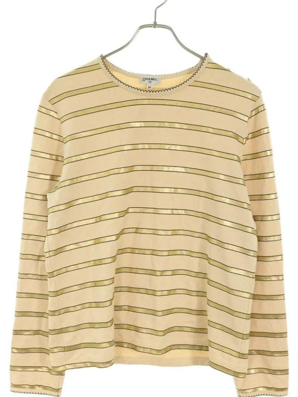 Chanel Shoulder Gold Button Border Long Sleeve Top 38